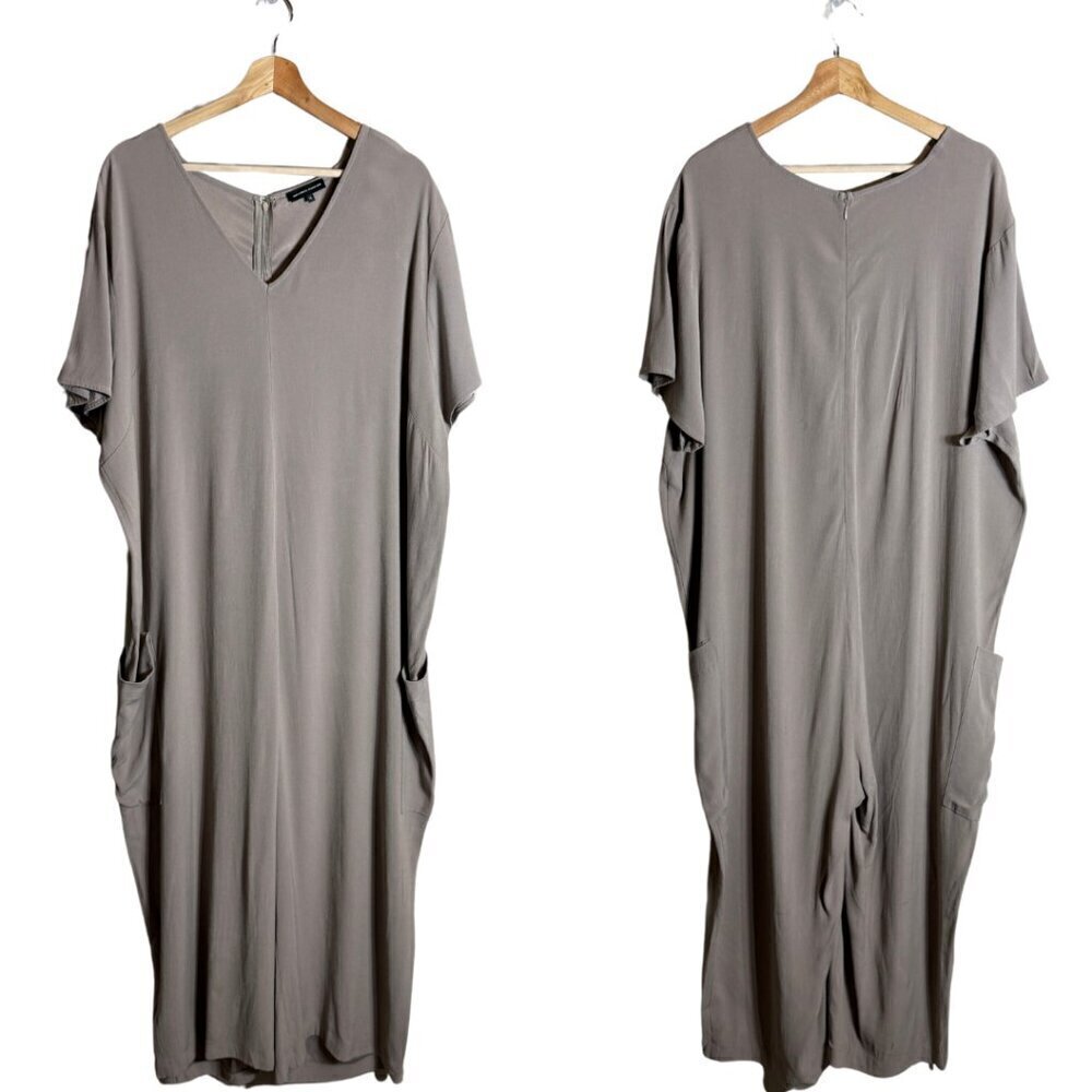 Universal Standard Kia Wide Leg Crop Jumpsuit Women's XL (26-28) Tan Minimalist